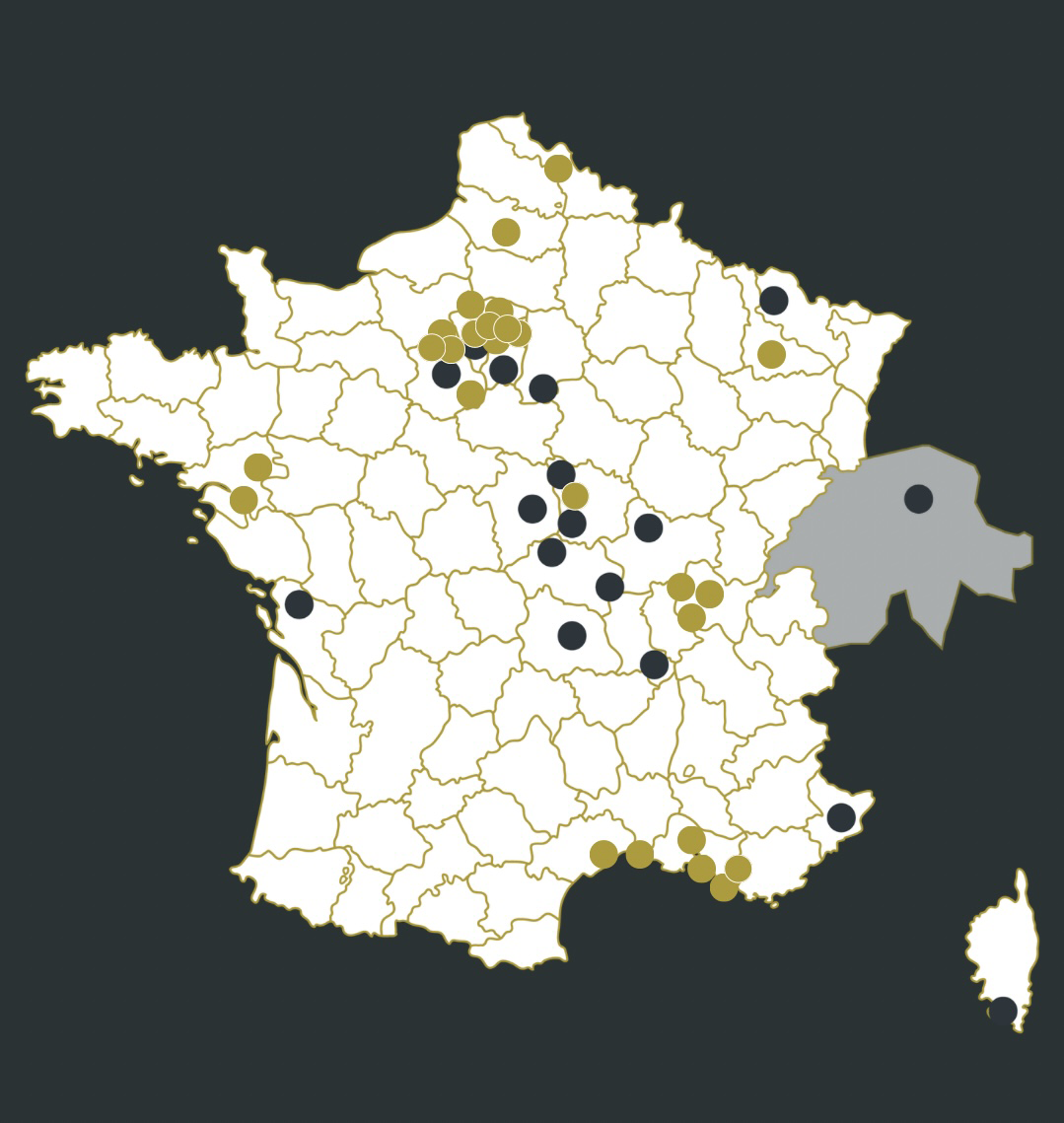 Carte de France représentant les conciergeries