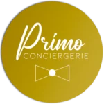 Logo Primo Conciergerie en version blanc sur Or