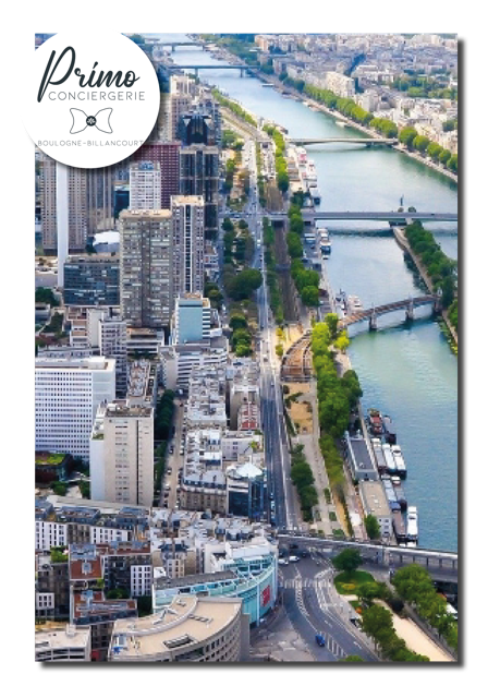 Photo de la ville de Boulogne avec le logo de Primo Conciergerie